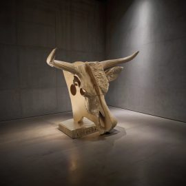 bull head and skull