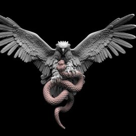 Fighting a free falcon and a fierce snake