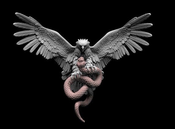 Fighting a free falcon and a fierce snake